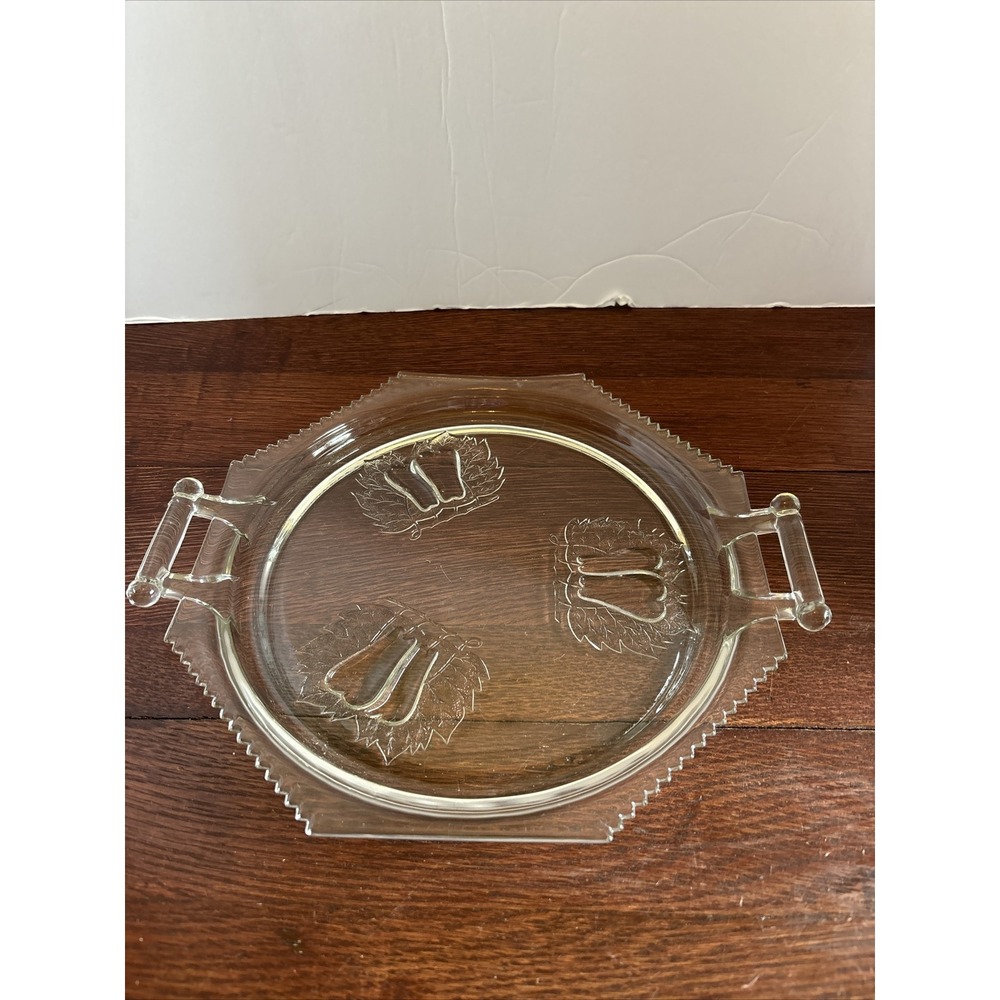 VTG Jeanette Baltimore Pear Glass Platter Dish Tray w/ Handles Fridgescaping